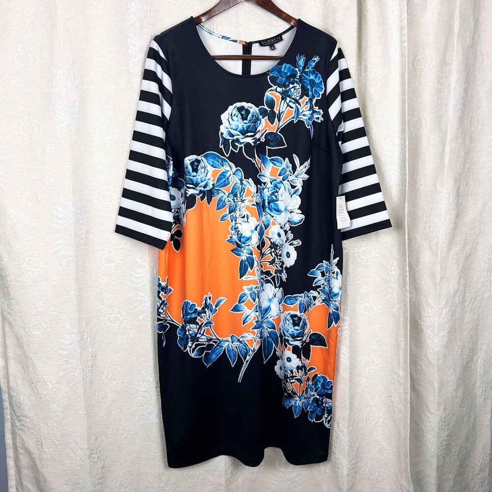 Eloquii mixed-print stretch jersey midi dress